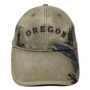 Oregon Fish Slideback Hat Green One Size Adjustable Embroidered Polar